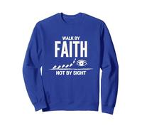Citation inspirante chrétienne « Walk by Faith Not by Sight » Sweatshirt, Unisexe pour Adultes, Bleu Royal, XL