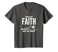 Citation inspirante chrétienne « Walk by Faith Not by Sight » T-Shirt, Enfant, Asphalte, 6 Ans