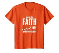Citation inspirante chrétienne « Walk by Faith Not by Sight » T-Shirt, Enfant, Orange, 6 Ans