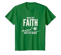 Citation inspirante chrétienne « Walk by Faith Not by Sight » T-Shirt, Enfant, Vert Kelly, 10 Ans