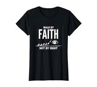 Citation inspirante chrétienne « Walk by Faith Not by Sight » T-Shirt, Femme, Noir, 3XL