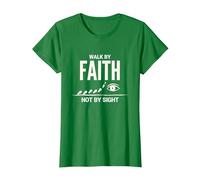 Citation inspirante chrétienne « Walk by Faith Not by Sight » T-Shirt, Femme, Vert Kelly, M