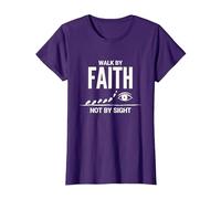 Citation inspirante chrétienne « Walk by Faith Not by Sight » T-Shirt, Femme, Violet, 3XL
