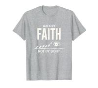 Citation inspirante chrétienne « Walk by Faith Not by Sight » T-Shirt, Homme, Gris Chiné, L