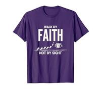 Citation inspirante chrétienne « Walk by Faith Not by Sight » T-Shirt, Homme, Violet, XXL