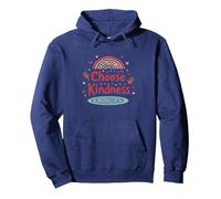 Citation inspirante de cœurs Arc-en-Ciel Choose Kindness Sweat à Capuche, Unisexe pour Adultes, Bleu Marine, XXL