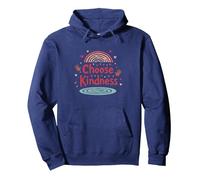 Citation inspirante de cœurs Arc-en-Ciel Choose Kindness Sweat à Capuche, Unisexe pour Adultes, Bleu Marine, XL