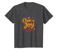 Citation inspirante de positivité « Choose Joy Over Everything » T-Shirt, Enfant, Chiné Foncé, 12 Ans