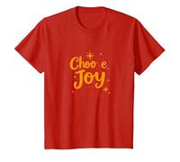 Citation inspirante de positivité « Choose Joy Over Everything » T-Shirt, Enfant, Rouge, 3 Ans