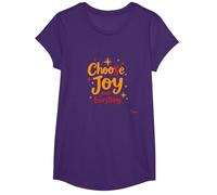 Citation inspirante de positivité « Choose Joy Over Everything » T-Shirt, Fille, Violet, XS