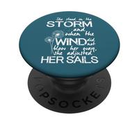 Citation inspirante de tempête et de voiles pour les femmes fortes PopSockets PopGrip Adhésif