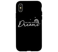 Citation inspirante d'étoiles Arc-en-Ciel Follow Your Dreams Coque pour iPhone X/XS