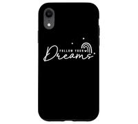 Citation inspirante d'étoiles Arc-en-Ciel Follow Your Dreams Coque pour iPhone XR