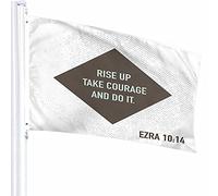 Citation inspirante Drapeau Décor 0,9 x 1,5 m Rise Up Take Courage and Do It Square Dot Motivational Polyester Motif imprimé Décoration extérieure pour la maison et le jardin