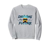 Citation inspirante du Chauffeur d'autobus Scolaire Conduisant l'avenir Sweatshirt, Unisexe pour Adultes, Gris Chiné, L
