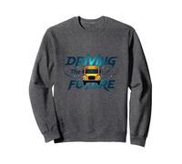 Citation inspirante du Chauffeur d'autobus Scolaire Conduisant l'avenir Sweatshirt, Unisexe pour Adultes, Chiné Foncé, L