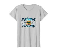 Citation inspirante du Chauffeur d'autobus Scolaire Conduisant l'avenir T-Shirt, Femme, Argent, M