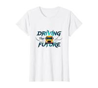 Citation inspirante du Chauffeur d'autobus Scolaire Conduisant l'avenir T-Shirt, Femme, Blanc, XXL