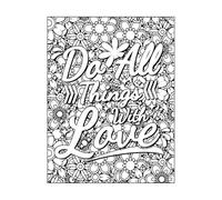 Citation inspirante « Faites toutes choses avec amour » Stickers muraux 52x67.9cm Culture du tatouage Noir