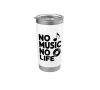Citation inspirante No Music No Life Lover Gobelet isotherme en acier inoxydable double paroi