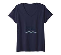 Citation inspirante pour Les Amateurs de Livres Your Story is Not Over T-Shirt avec Col en V, Femme, Bleu Marine, S