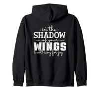 Citation Inspirante sous l'ombre de Vos Ailes Sweat à Capuche