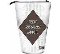 Citation inspirante Trousse à crayons télescopique Boîte de rangement pour stylos avec fermeture à glissière pour femmes hommes garçons filles Rise Up Take Courage And Do It Square Dot Motivational