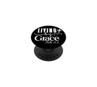 Citation Inspirante : Vivre par Grâce en Typographie Moderne PopSockets PopGrip Adhésif