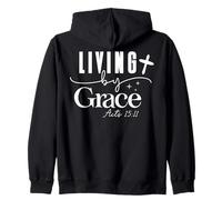 Citation Inspirante : Vivre par Grâce en Typographie Moderne Sweat à Capuche