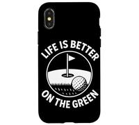 Citation Life is Better on The Green Golf Coque pour iPhone X/XS