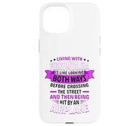 Citation « Living with Fibromyalgia » en Disant Fibro Awareness Coque pour iPhone 15