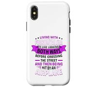 Citation « Living with Fibromyalgia » en Disant Fibro Awareness Coque pour iPhone X/XS
