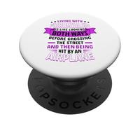 Citation « Living with Fibromyalgia » en Disant Fibro Awareness PopSockets PopGrip Adhésif