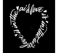 Citation manuscrite : l'amour est dans l'air Stickers gravés 67.2x74.7cm Décoration de magasin Blanc