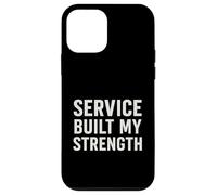 Citation militaire vintage « Service Built My Strength ». Coque pour iPhone 12 mini