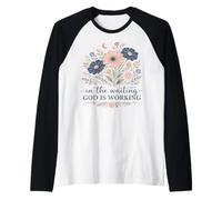 Citation Motivante Design Floral : Dieu Œuvre en Attente Manche Raglan