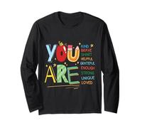 Citation motivante pour Enfants « You are Smart Brave Strong Kind » Manche Longue