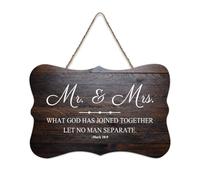 Citation Mr. And Mrs. What God Has Joined Together Let Mark 10:9 Plaque murale en bois rustique en bois avec citations d'art mural moderne pour bureau et nouvelle maison Cadeau 15,2 x 25,4 cm