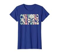 Citation « One World One Peace » T-Shirt, Femme, Bleu Royal, XXL