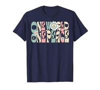 Citation « One World One Peace » T-Shirt, Homme, Bleu Marine, XL