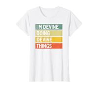 Citation personnalisée Humoristique I'm Devine Doing Devine Things T-Shirt Graphique avec Valeur, Femme, Blanc, XS