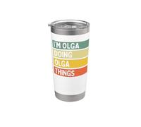 Citation personnalisée humoristique I'm Olga Doing Olga Things Gobelet isotherme en acier inoxydable double paroi