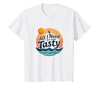 Citation rétro « All I Need are Some Tasty Waves » T-Shirt, Enfant, Blanc, 10 Ans