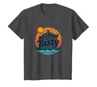 Citation rétro « All I Need are Some Tasty Waves » T-Shirt, Enfant, Chiné Foncé, 4 Ans