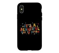 Citation rétro Groovy avec Inscription « It's a Beautiful Day to Learn Teacher » Coque pour iPhone X/XS