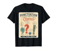 Citation rétro pour Enseignant de Grammaire, Humour de e ponctuation T-Shirt Graphique avec Valeur, Homme, Noir, XL