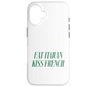 Citation Romantique Humoristique en français avec Inscription « Eat Italian Kiss » Coque pour iPhone 16