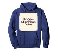 Citation Romantique « I Heart My Girlfriend : She's Mine & I'm Hers » Sweat à Capuche, Unisexe pour Adultes, Bleu Marine, M
