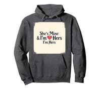 Citation Romantique « I Heart My Girlfriend : She's Mine & I'm Hers » Sweat à Capuche, Unisexe pour Adultes, Chiné Foncé, XL
