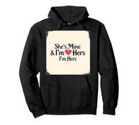 Citation Romantique « I Heart My Girlfriend : She's Mine & I'm Hers » Sweat à Capuche, Unisexe pour Adultes, Noir, L